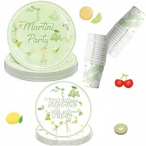 30 Pc Martini Birthday Party Dinner/dessert Plates And Cup Set